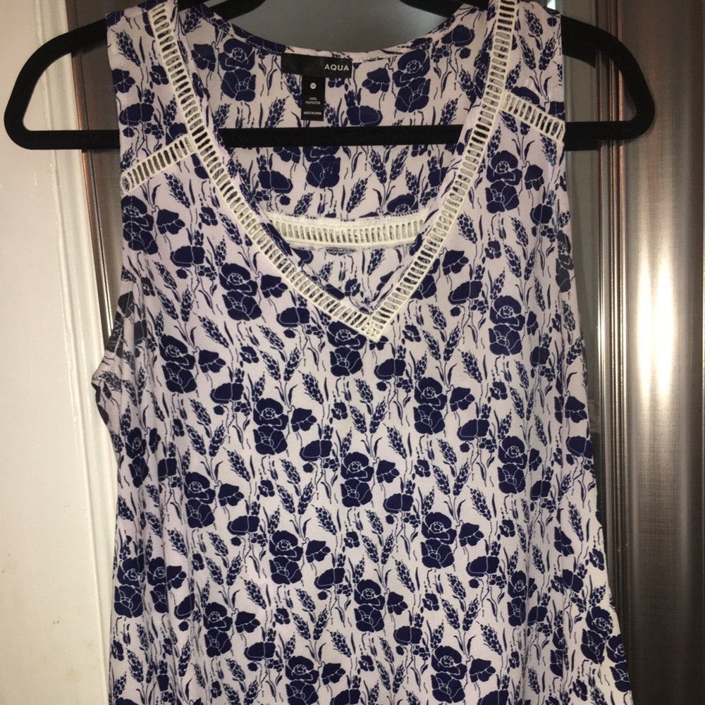 Aqua floral v neck top